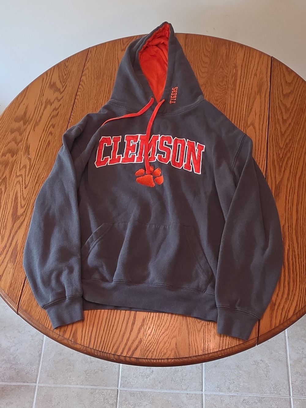 Colosseum Gray Pullover Hoodie with Orange Lining and Clemson Graphic